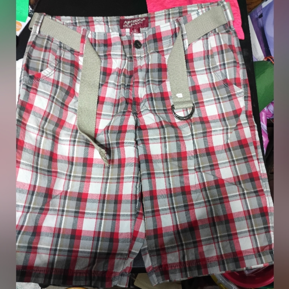 Arizona Jean Company Red and Gray Plaid Shorts Boys 20 Husky
